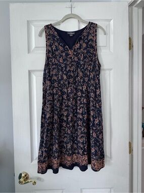Market & Spruce Navy Dress with Pink Floral Print